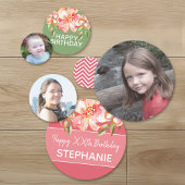 3枚の写真絵を描花ハッピーバースデーパーティー コンフェッティ