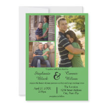 3枚の写真緑-結婚式招待状