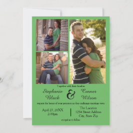 3枚の写真緑-結婚式招待状 招待状