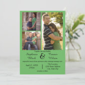 3枚の写真緑-結婚式招待状 招待状 (スタンド正面)