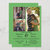 3枚の写真緑-結婚式招待状 招待状 (正面/裏面)