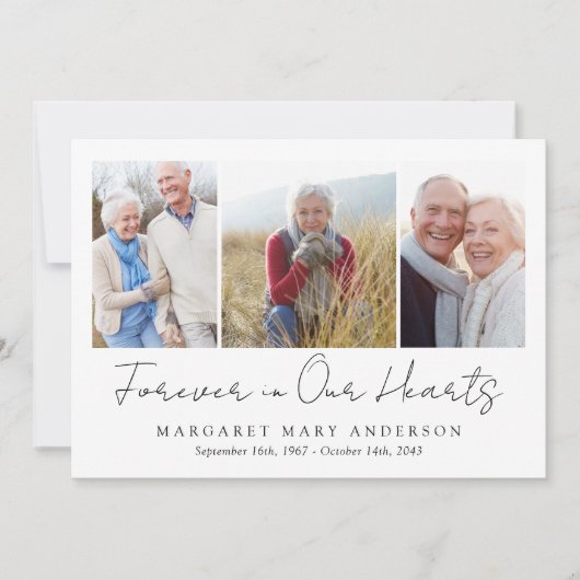 3枚の写真葬式悔やみや弔慰サンキューカード サンキューカード (正面)