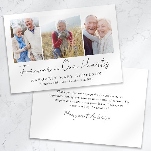 3枚の写真葬式悔やみや弔慰サンキューカード サンキューカード