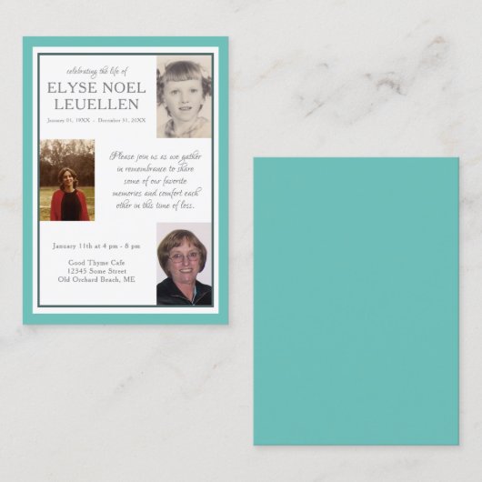 3枚の写真記念カード 名刺 (正面/裏面)