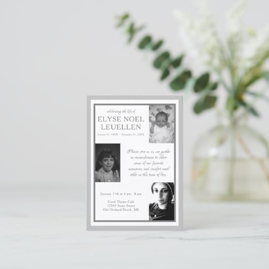 3枚の写真記念カード 名刺 (スタンド正面)