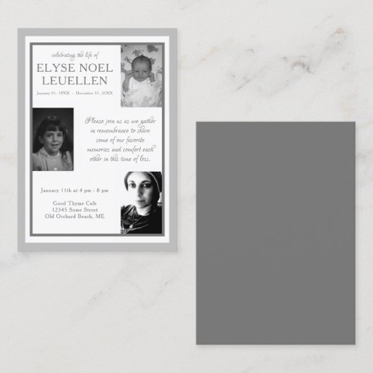 3枚の写真記念カード 名刺 (正面/裏面)