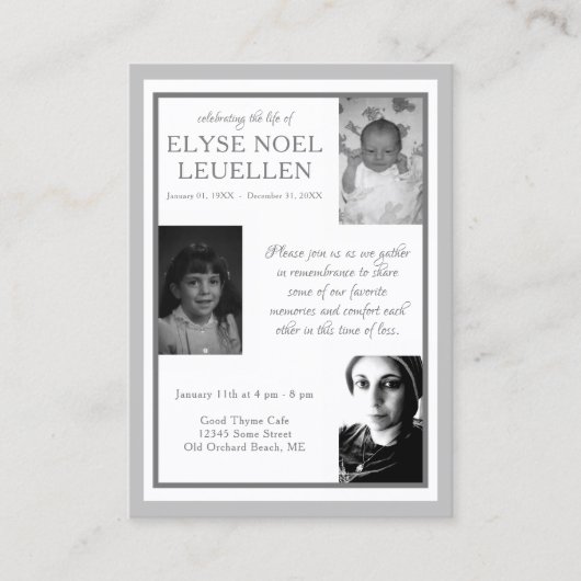 3枚の写真記念カード 名刺 (正面)