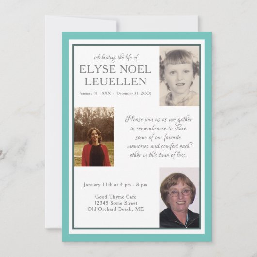 3枚の写真記念カード 招待状 (正面)