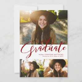 3枚の写真赤の卒業生の脚本 招待状