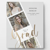 3枚の写真金ゴールドの卒業写真の発表 フォトプラーク (正面)