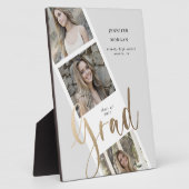 3枚の写真金ゴールドの卒業写真の発表 フォトプラーク (側面)