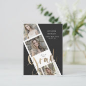 3枚の写真金ゴールドの卒業写真の発表 ポストカード (スタンド正面)