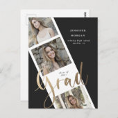 3枚の写真金ゴールドの卒業写真の発表 ポストカード (正面/裏面)