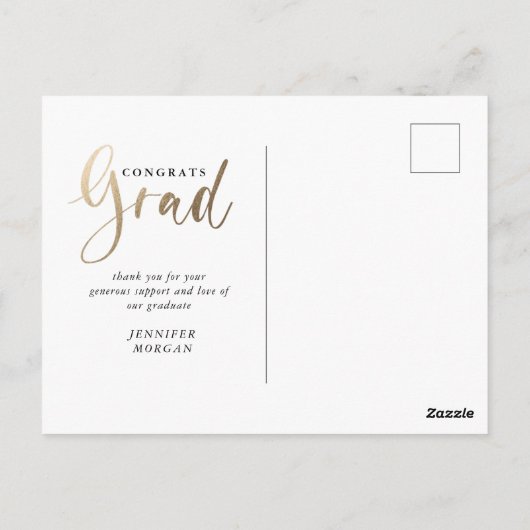 3枚の写真金ゴールドの卒業写真の発表 ポストカード (裏面)