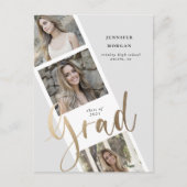 3枚の写真金ゴールドの卒業写真の発表 ポストカード (正面)