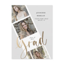 3枚の写真金ゴールドの卒業写真の発表