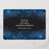 3枚の写真銀河系オーバーレイカップル日付を保存 箔招待状 (裏面)