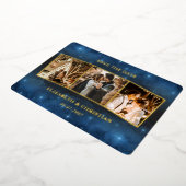 3枚の写真銀河系オーバーレイカップル日付を保存 箔招待状 (回転した状態)