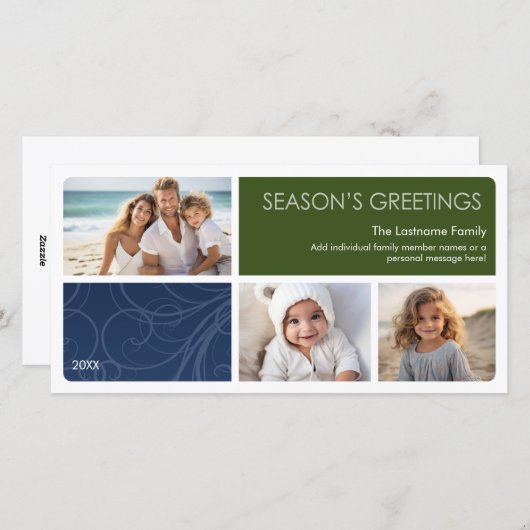 3枚の写真 – クリスマスと白縁ど色 シーズンカード (正面/裏面)