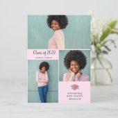 3枚の写真 |シンプルと2022モダン年卒業 招待状 (スタンド正面)