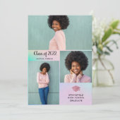 3枚の写真 |シンプルと2022モダン年卒業 招待状 (スタンド正面)