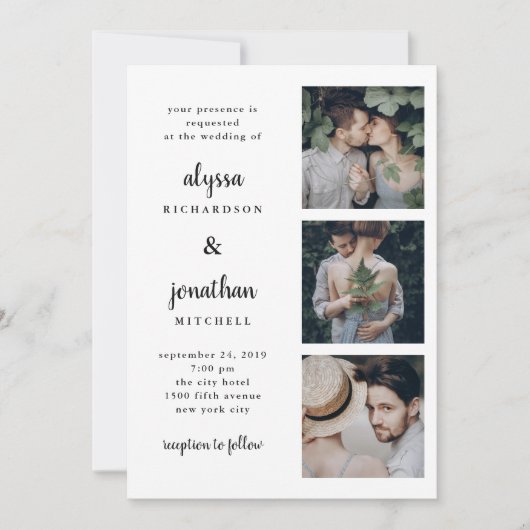3枚の写真 | シンプル及びモダン結婚式招待状 招待状 (正面)