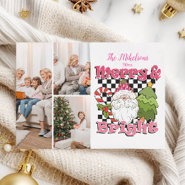 3枚の写真 チェッカーボード柄のMerry & Bright クリスマス
