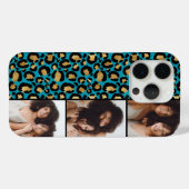 3枚の写真 ティールとゴールドのヒョウ柄プリント Case-Mate iPhoneケース (裏面 (横))