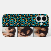 3枚の写真 ティール&ゴールド ヒョウ柄プリント Case-Mate iPhoneケース (裏面 (横))
