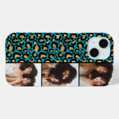 3枚の写真 ティール＆ゴールド ヒョウ柄プリント Case-Mate iPhoneケース (裏面 (横))