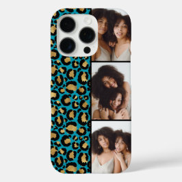 3枚の写真 ティール＆ゴールド ヒョウ柄プリント iPhone 16 PROケース