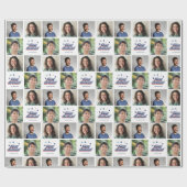 3枚の写真 ファミリー コラージュ レトロ クリスマス タイポグラフィ ラッピングペーパー (フラット)