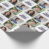 3枚の写真 ファミリー コラージュ レトロ クリスマス タイポグラフィ ラッピングペーパー (角)