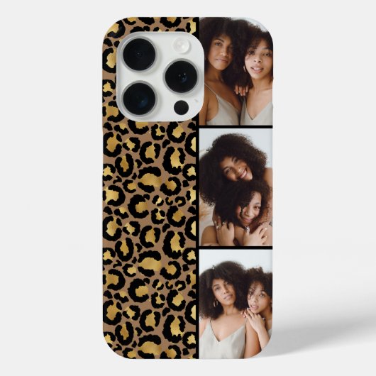 3枚の写真 ブラウンゴールドヒョウ柄 Case-Mate iPhoneケース (裏面)