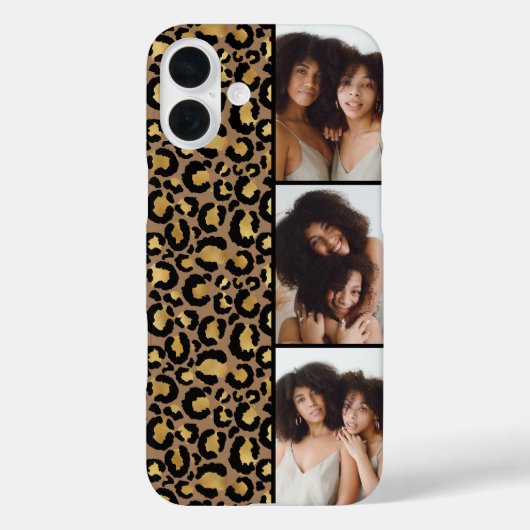 3枚の写真 ブラウン&ゴールドのヒョウ柄 Case-Mate iPhoneケース (裏面)