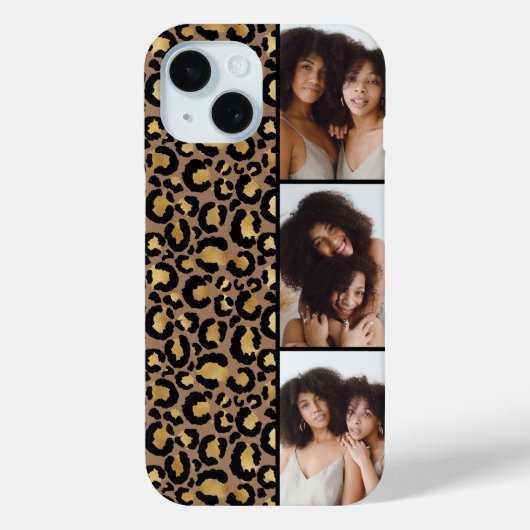 3枚の写真 ブラウン＆ゴールドのヒョウ柄 Case-Mate iPhoneケース (裏面)