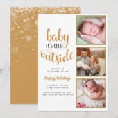 3枚の写真 ベイビー 寒いよ 外出 生まれました お知らせ シーズンカード (正面/裏面)