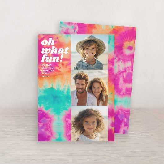 3枚の写真 – レトロ絞り染め-カラフルクリスマス シーズンカード