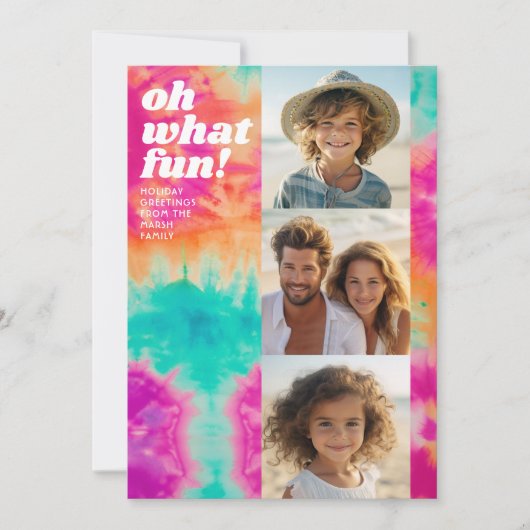 3枚の写真 – レトロ絞り染め-カラフルクリスマス シーズンカード (正面)