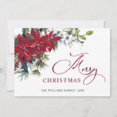 3枚の写真 優雅なポインセチアのクリスマスグリーティング シーズンカード (正面)