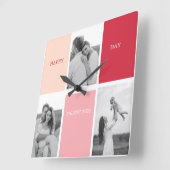 3枚の写真 |幸せなバレンタインデー スクエア壁時計 (傾斜)