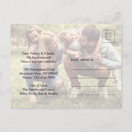 3枚の写真 – 新築ホーム、住所の変更 案内ポストカード (裏面)