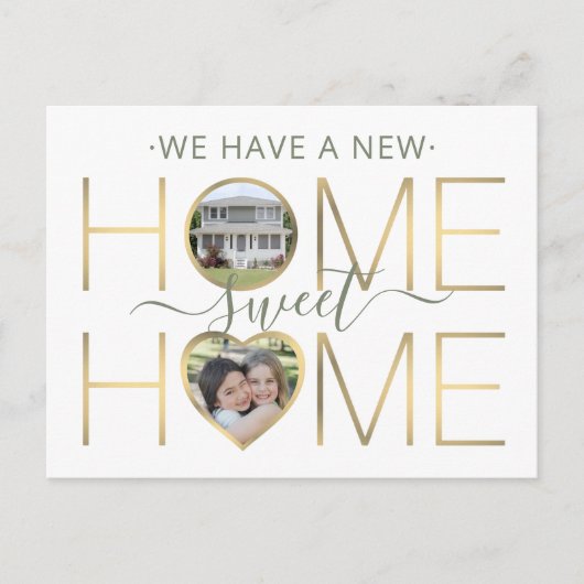 3枚の写真 – 新築ホーム、住所の変更 案内ポストカード (正面)