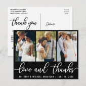 3枚の写真 現代のウェディング ラブ サンクス ホワイト スクリプト ポストカード (正面/裏面)