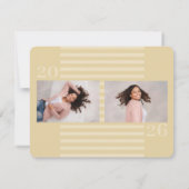 3枚の写真 現代のゴールドストライプ 卒業パーティー 招待状 (裏面)