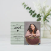 3枚の写真 現代のサージ色のストライプ 卒業パーティー 招待状 (スタンド正面)