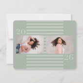 3枚の写真 現代のサージ色のストライプ 卒業パーティー 招待状 (裏面)