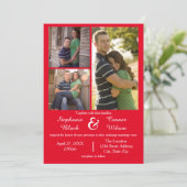 3枚の写真（赤） -結婚式招待状 招待状 (スタンド正面)