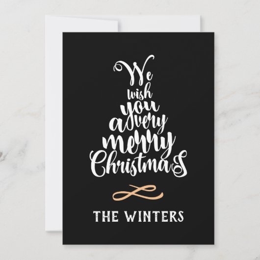 3枚の写真 黒白のクリスマスツリー文字 シーズンカード (正面)