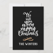 3枚の写真 黒白 クリスマスツリー レタリング シーズンカード (正面)